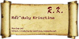 Ráduly Krisztina névjegykártya