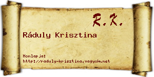 Ráduly Krisztina névjegykártya